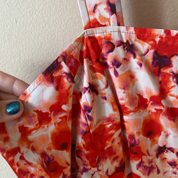 New Bright Orange Chelsea28 Floral Fit & Flare Sun Mini Dress Short XXL plus - Picture 4 of 9